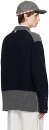Thom Browne Navy & Gray 4-Bar Sweater