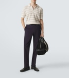 Brioni Embroidered cotton and linen polo shirt