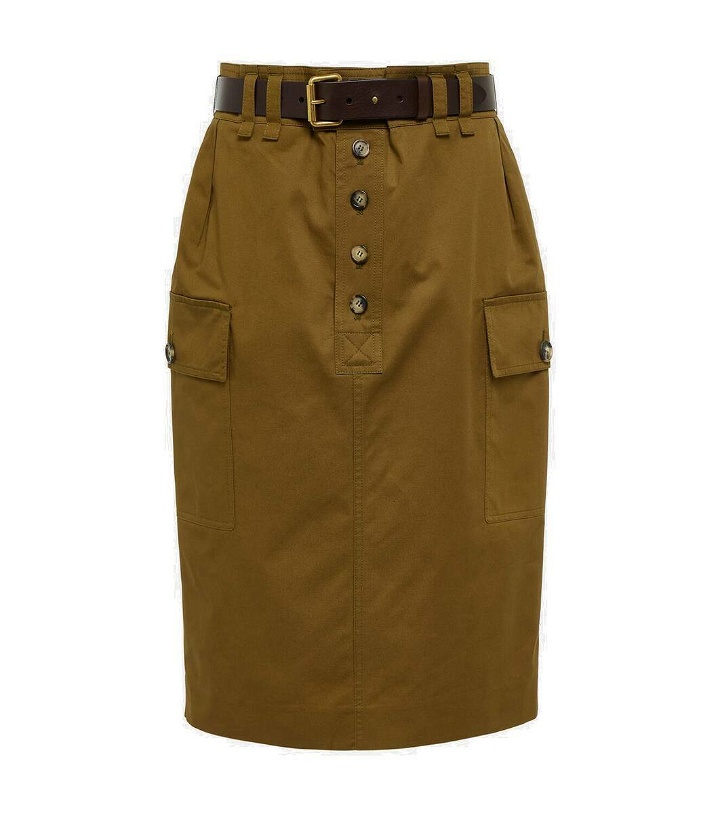 Photo: Saint Laurent Cotton and linen twill pencil skirt