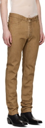 Ludovic de Saint Sernin Brown Straight Leg Lace-Up Jeans