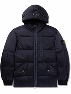 Stone Island - Logo-Appliquéd Quilted Crinkled-Shell Hooded Down Jacket - Blue