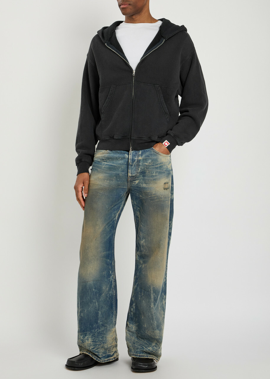 Cherry Los Angeles Zip-up Cotton Sweatshirt Black