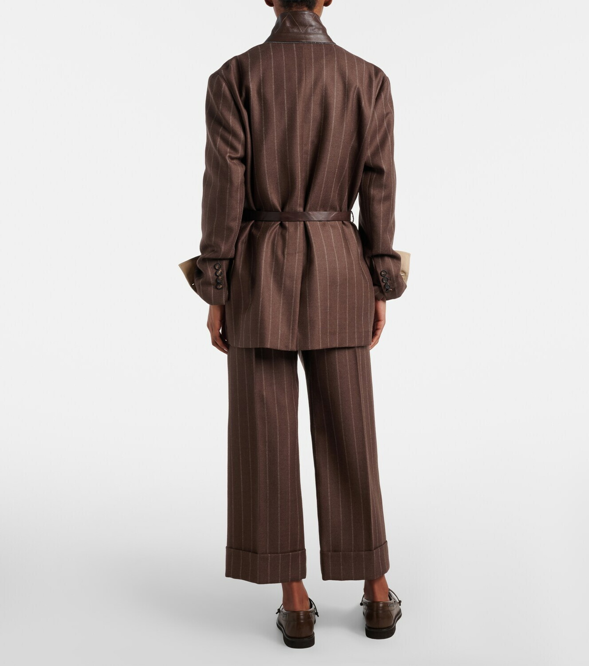 Brunello Cucinelli Chalk stripe wool cropped flared pants
