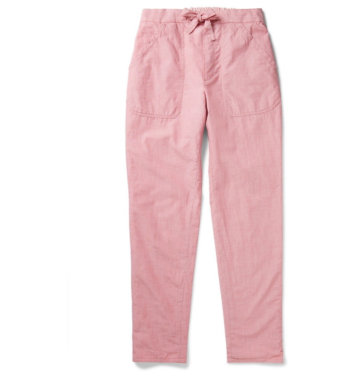 Photo: Incotex - Tapered Reversible Double-Faced Cotton-Voile Drawstring Trousers - Pink