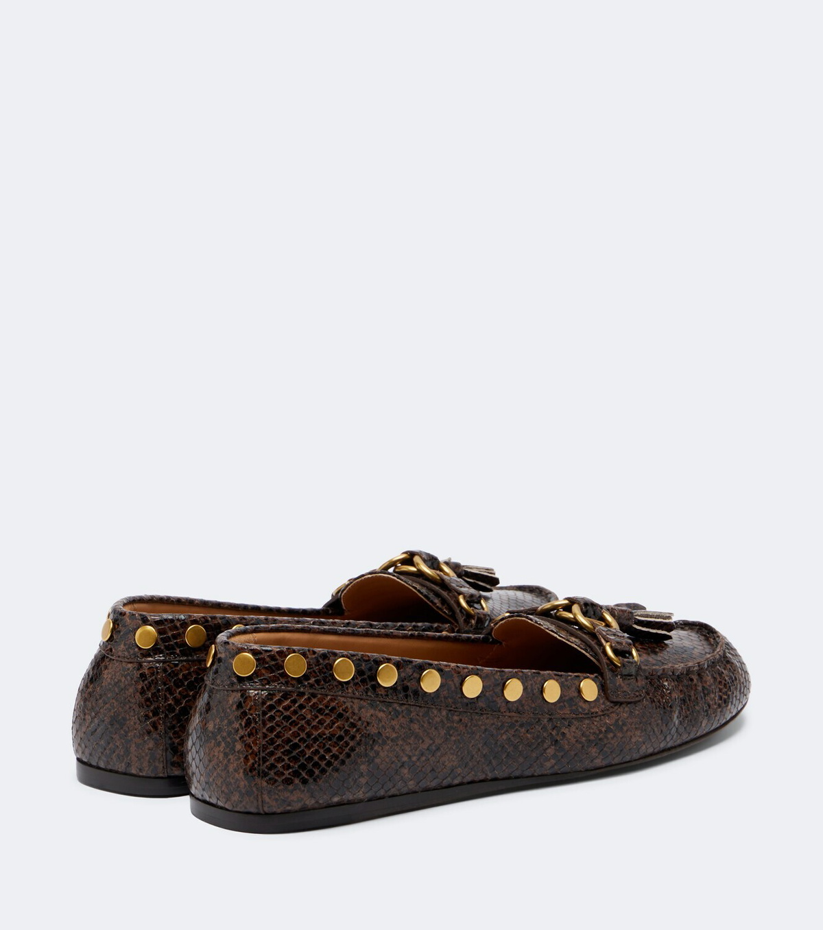 Isabel Marant Faxel snake-effect studded leather loafers