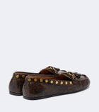 Isabel Marant Faxel snake-effect studded leather loafers