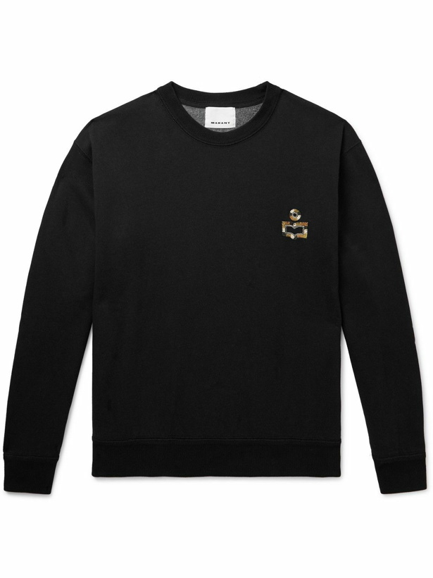 Photo: Marant - Mikoe Logo-Embroidered Cotton-Blend Jersey Sweatshirt - Black