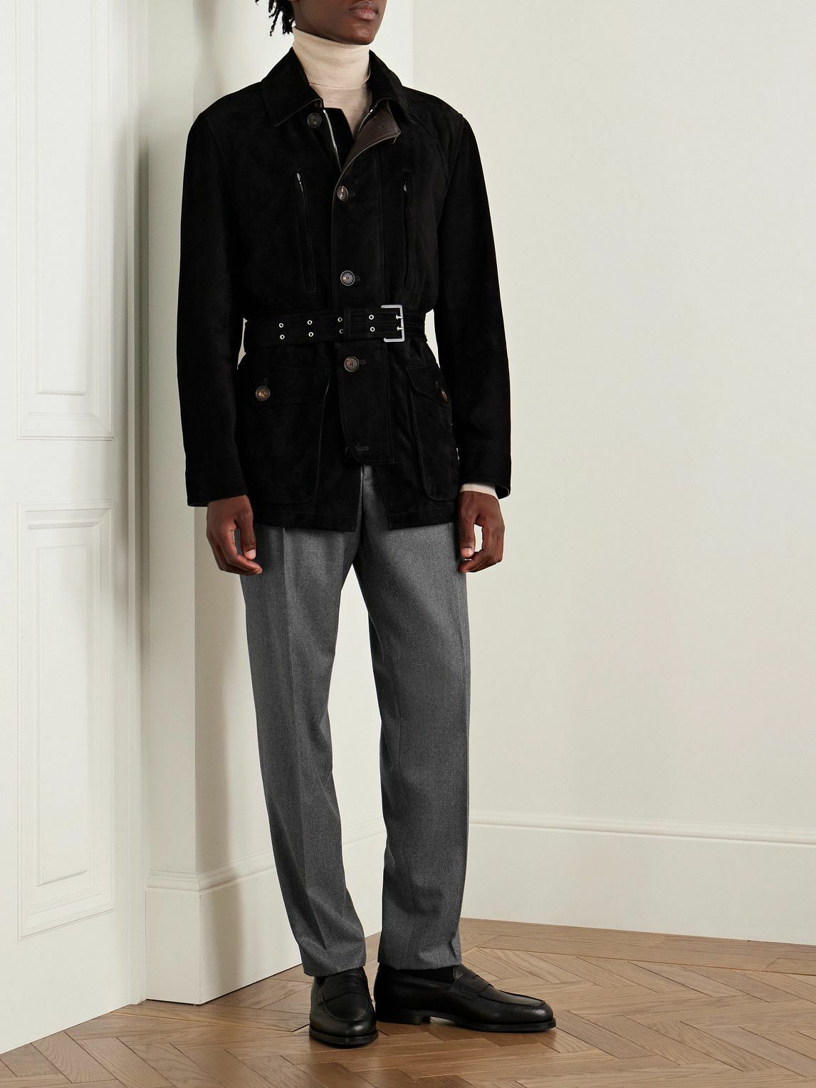 Caruso - Slim-Fit Pleated Wool Trousers - Gray