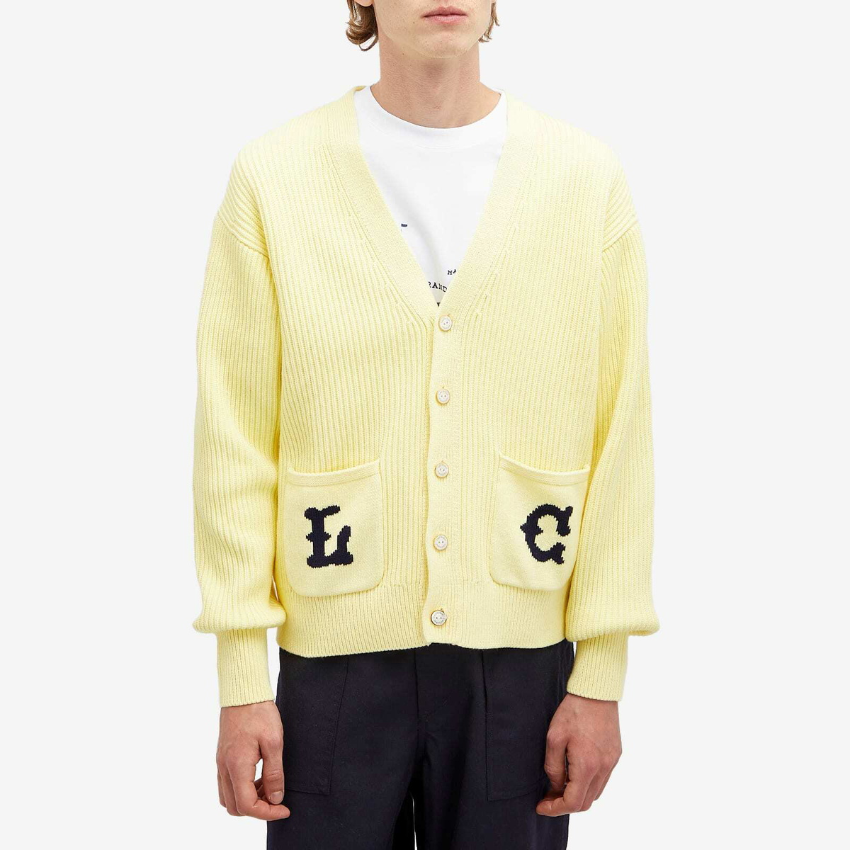 Late Checkout Men's Monogram Cardigan in Yellow