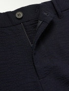 Sunspel - Straight-Leg Wool-Blend Seersucker Trousers - Blue