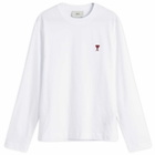 AMI Paris Men's Small Red ADC Classic Long Sleeve T-Shirt in White