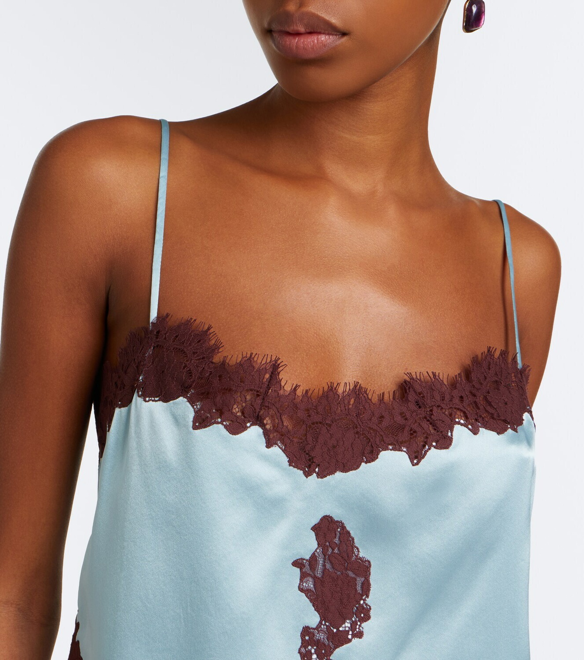Dôen Avelaine lace-trimmed silk satin camisole