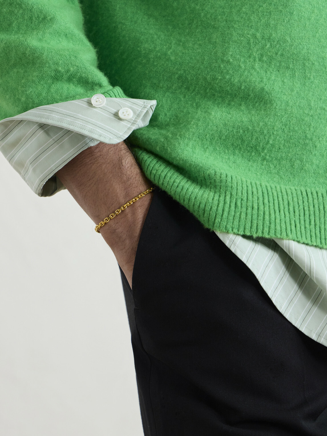 Mikia - Gold-Plated Sterling Silver Emerald Chain Bracelet - Gold