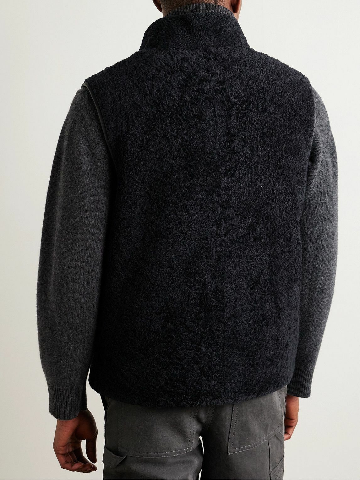 Yves Salomon - Reversible Leather-Trimmed Shearling and Shell Gilet - Black