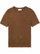 Officine Générale - Slub Stretch-Linen T-Shirt - Brown