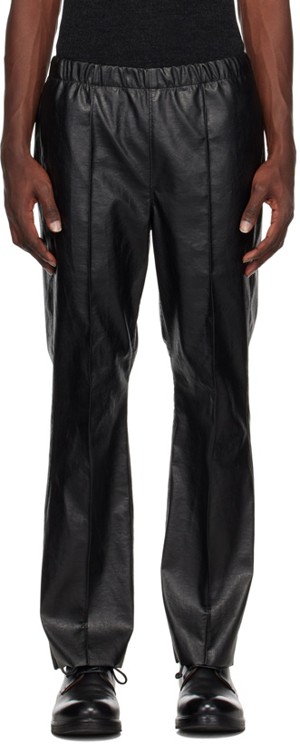 Photo: N.Hoolywood Black Faux-Leather Pants
