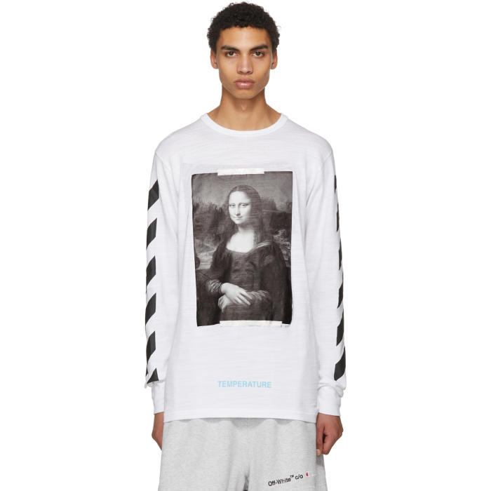 Photo: Off-White White and Black Diagonal Monalisa T-Shirt