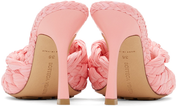 IT35/37★SALE★春夏BOTTEGA VENETA★ラフィアミュール・ピンク Bottega Veneta - Lido Pink Hollyhock Woven Leather Flat Slide