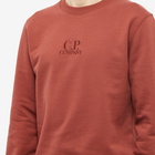 C.P. Company Men's Garment Dyed Centre Logo Crew Sweat in Henna