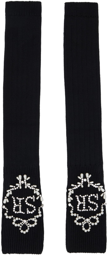 Photo: Simone Rocha Black Embellished Fingerless Gloves