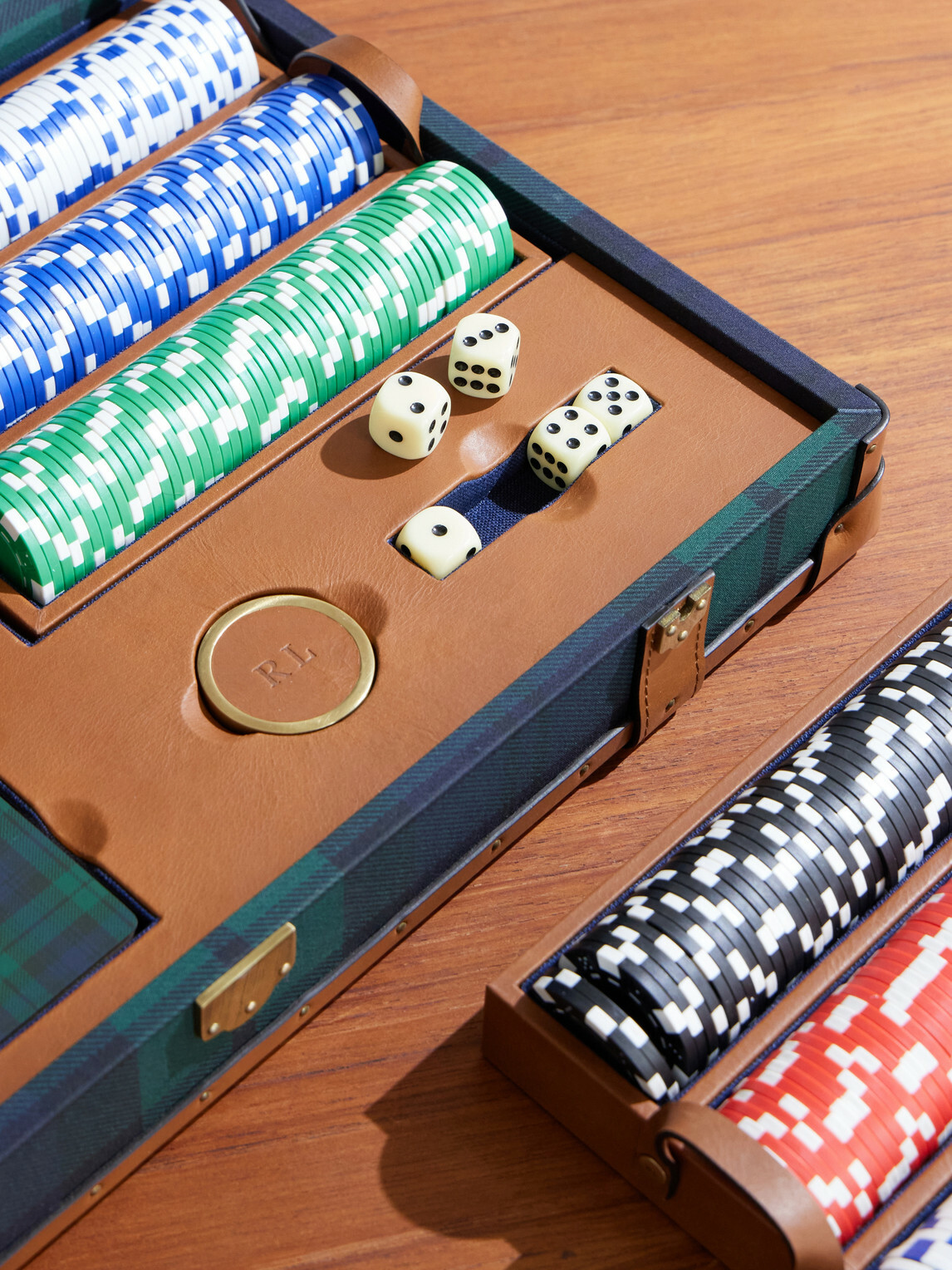 Ralph Lauren Home - Sawyer Leather-Trimmed Checked Canvas Poker Set
