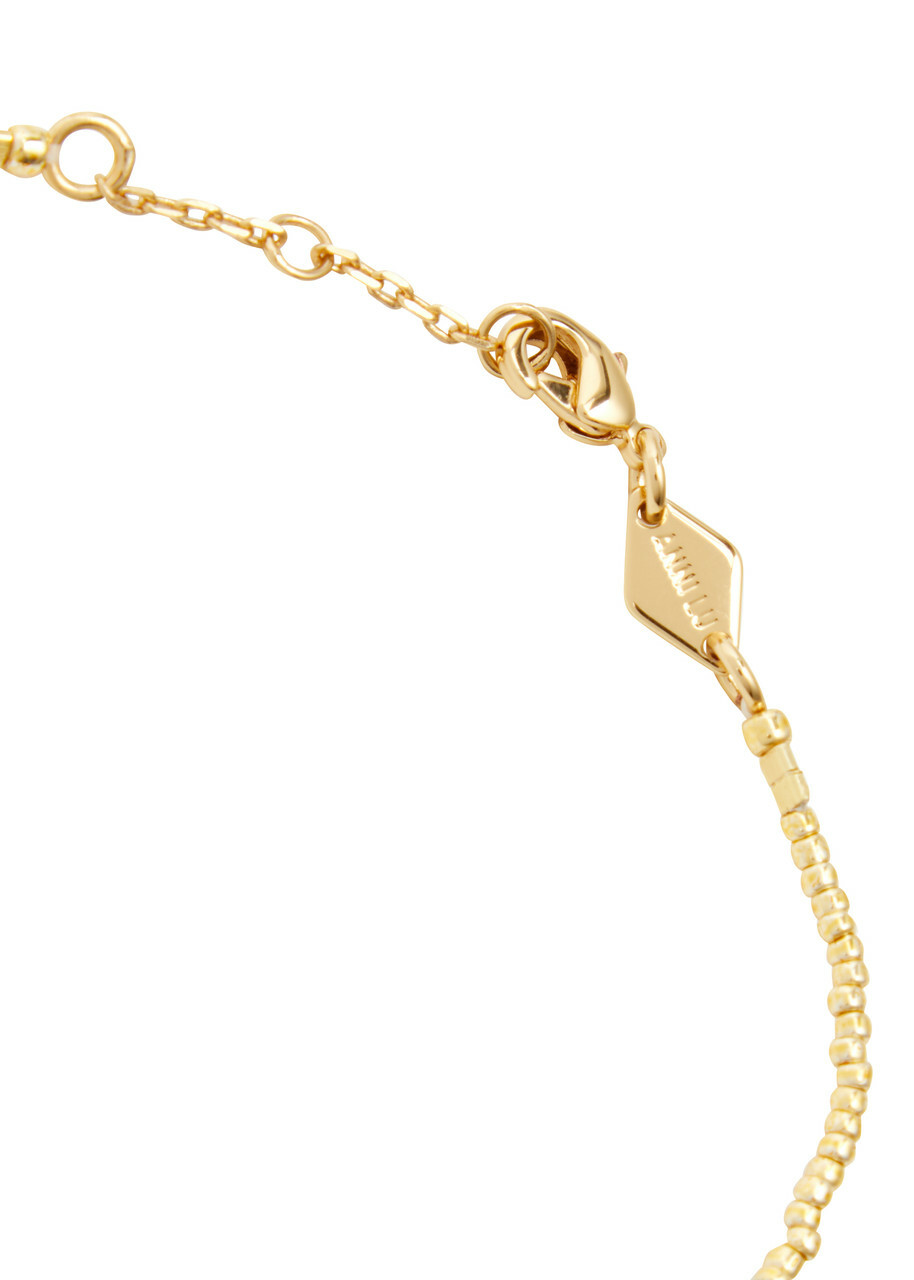 Anni LU Asym 18kt Gold-plated Beaded Bracelet - Aqua - One Size