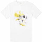 Alexander McQueen Men's Obscured Skull Print T-Shirt in White/Yellow/Black