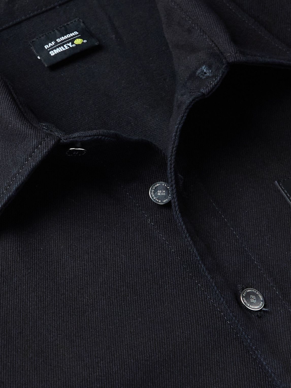 Raf Simons - Smiley Logo-Appliquéd Denim Shirt - Black Raf