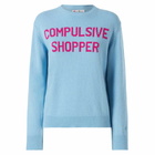 MC2 Saint Barth Woman Crewneck Light Blue Sweater With Compulsive Shopper Jacquard