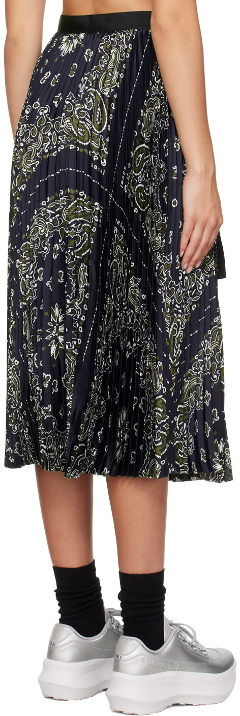 Sacai Navy Bandana Print Midi Skirt