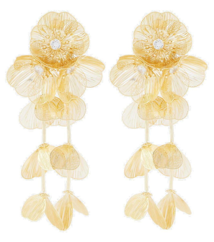 Photo: Self-Portrait Embellished gold-plated clip-on earrings
