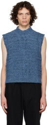 Maison Margiela Navy Mock Neck Sweater Vest