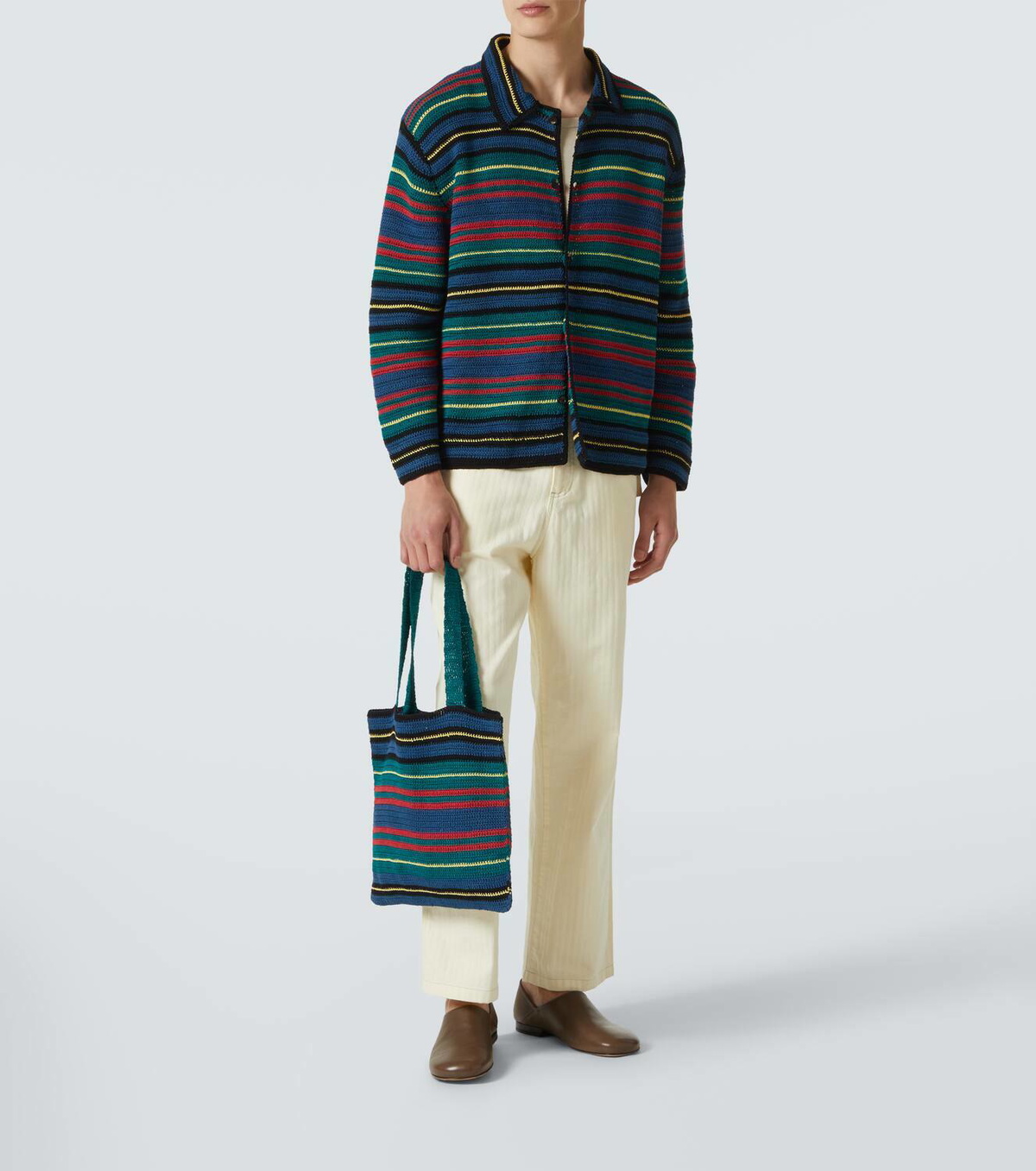 Bode Riverbank striped crochet tote bag