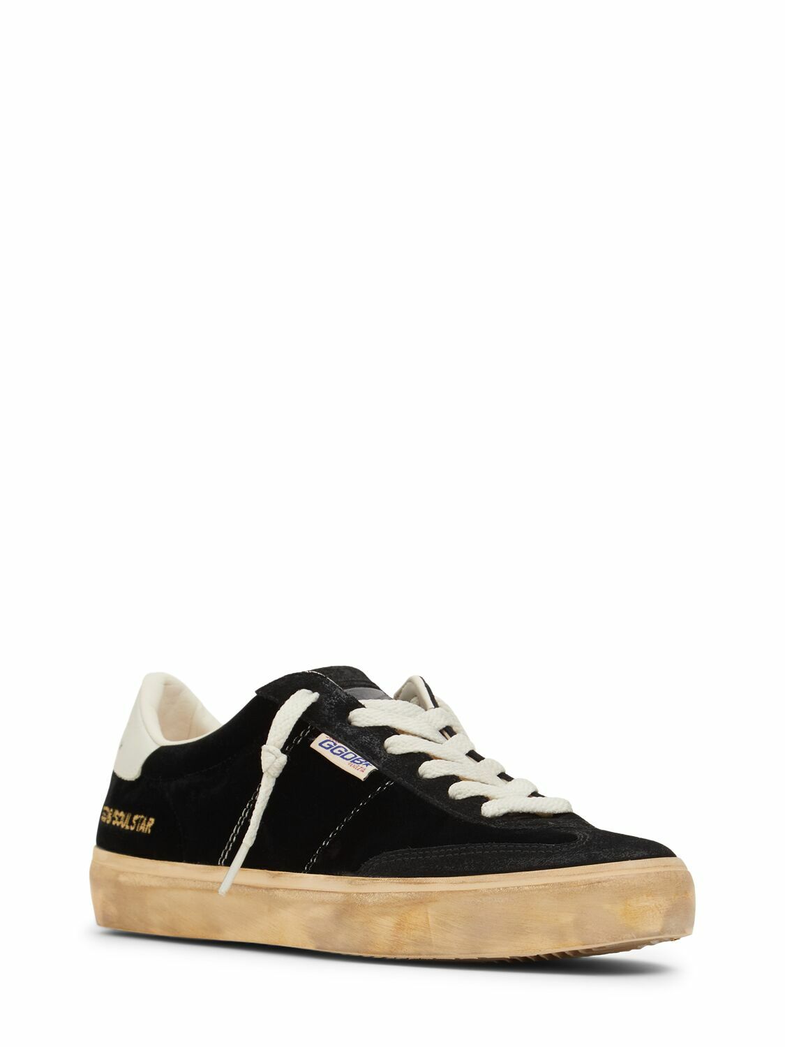 【GOLDEN  ゴールデングース】SOUL-STAR VELVET Soul Star suede-trimmed velvet sneakers in grey - Golden