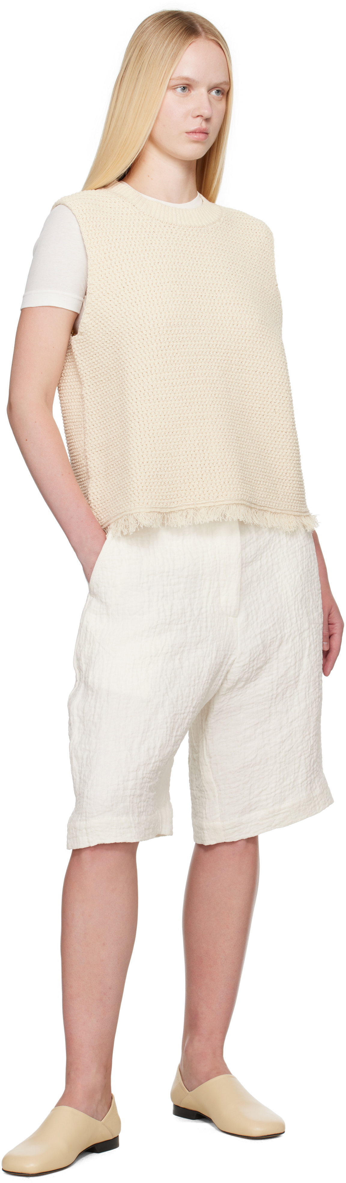 Studio Nicholson Off-White Luna Linen Shorts