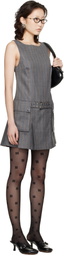 GANNI Gray Wool Stripe Belted Minidress