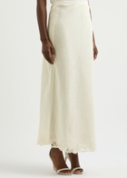 Rixo Crystal Lace-trimmed Woven Maxi Skirt Cream
