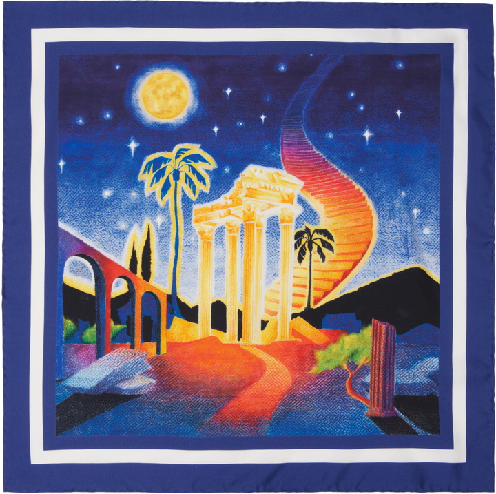 Photo: Casablanca Navy Small Silk Scarf