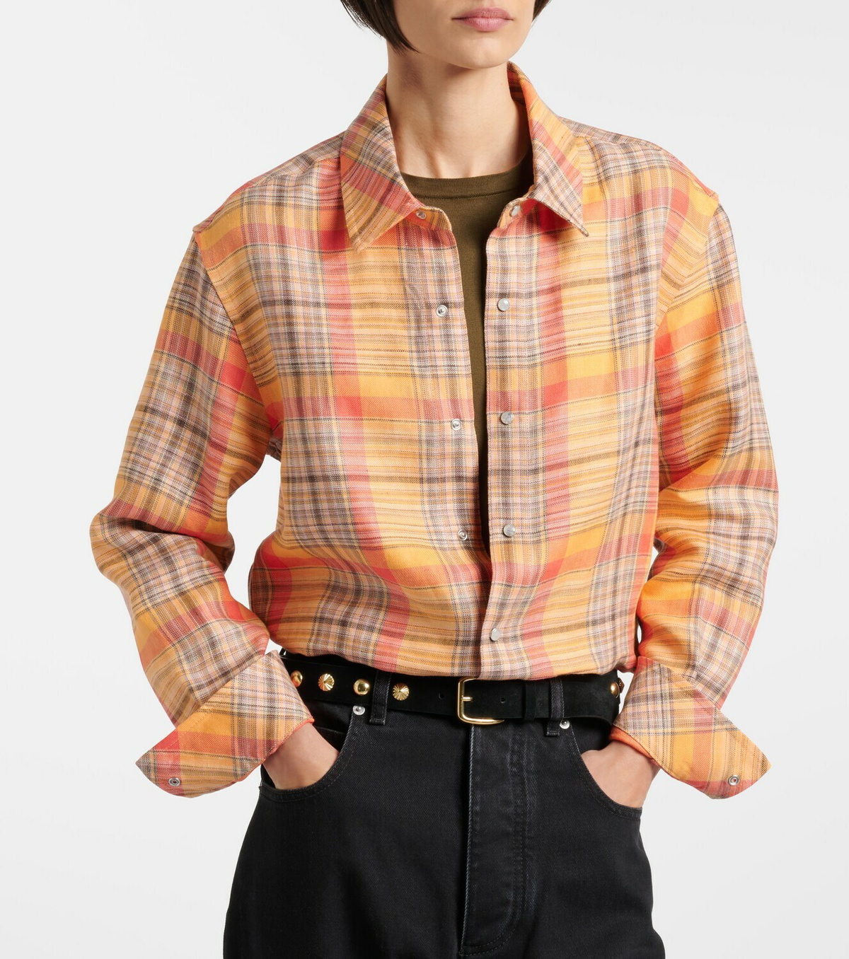 God's True Cashmere Twilight linen shirt with moonstone