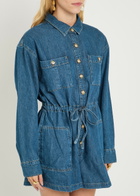 Paige Madigan Romper Stretch-denim Playsuit Blue