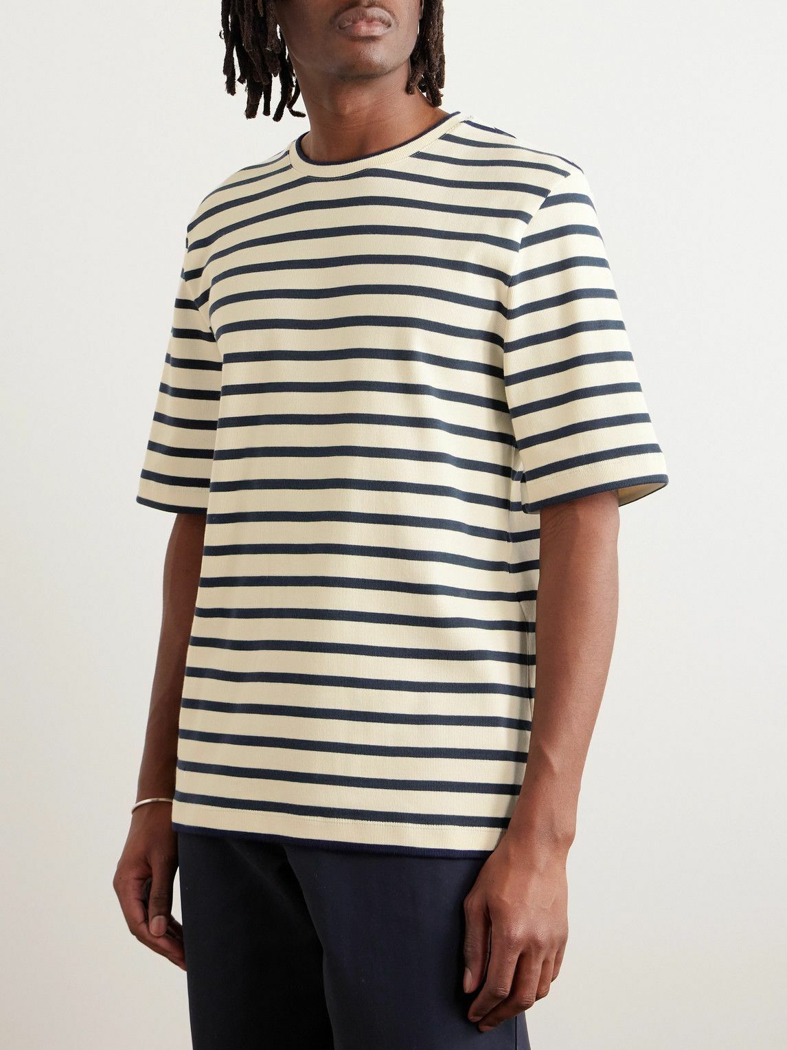 【関税＆送料込み】Jil Sander Striped T-Shirt Jil Sander stripe-print short-sleeved T-shirt | Neutrals