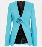 Blumarine - Rose-embellished collarless blazer