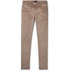 AMIRI - Stack Skinny-Fit Cotton-Blend Velvet Trousers - Neutrals