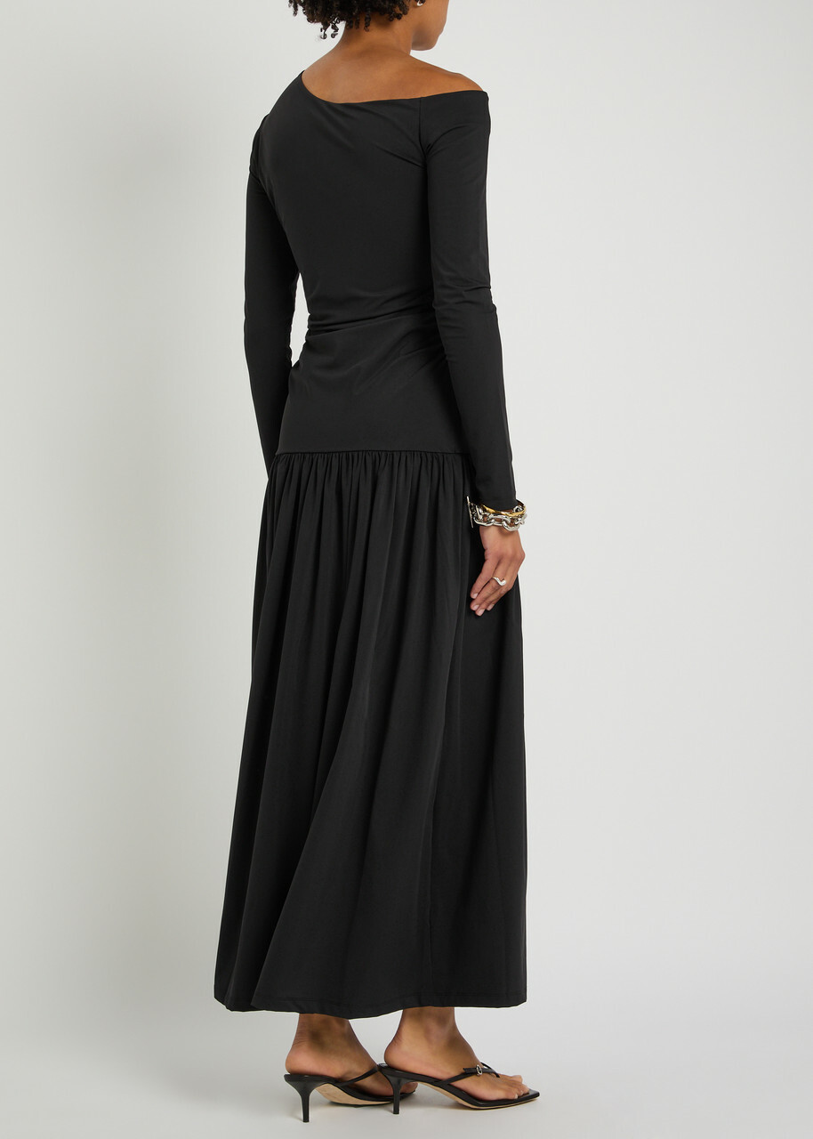 Rohe Gathered Stretch-jersey Midi Dress Black