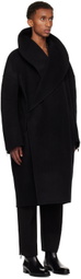 Helmut Lang Black Double-Faced Apex Cocoon Coat