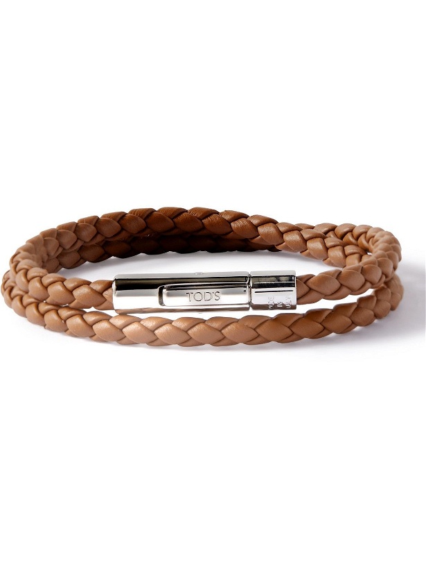 Photo: Tod's - Woven Leather and Silver-Tone Wrap Bracelet