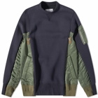 Sacai Men's MA-1 Crew Sweat in Navy/Khaki