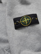 Stone Island - Logo-Appliquéd Mélange Loopback Cotton-Jersey Hoodie - Gray