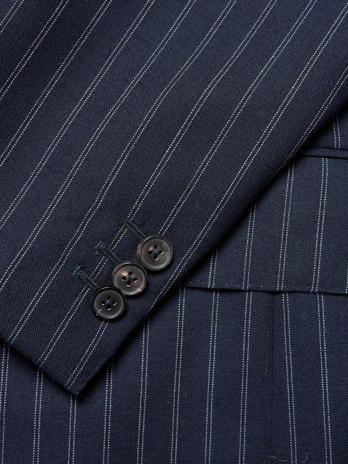 Husbands - Pinstriped Wool Suit Jacket - Blue