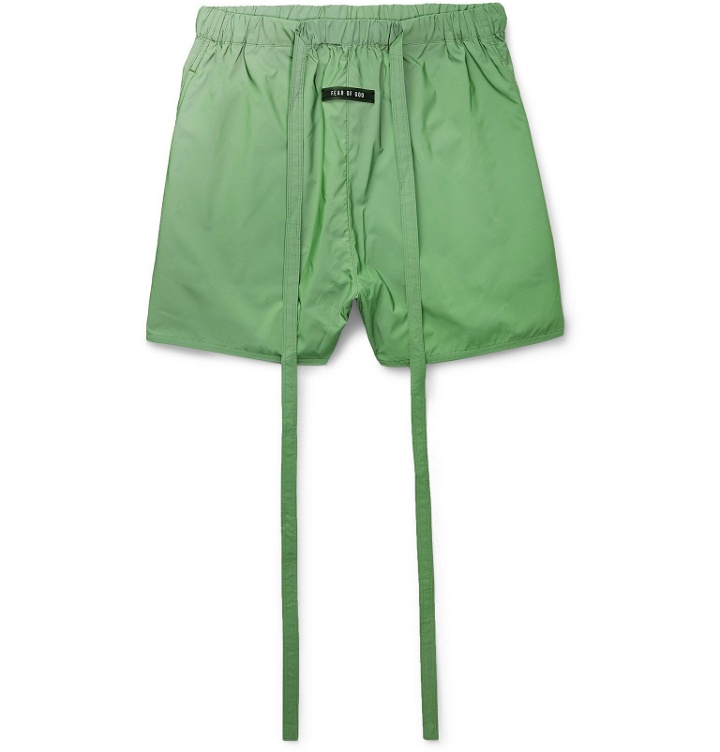 Photo: Fear of God - Wide-Leg Belted Iridescent Nylon Shorts - Green